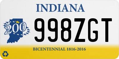 IN license plate 998ZGT