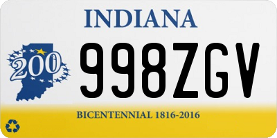 IN license plate 998ZGV