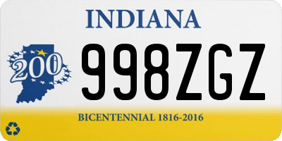 IN license plate 998ZGZ