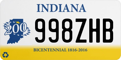 IN license plate 998ZHB