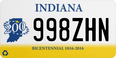 IN license plate 998ZHN