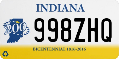 IN license plate 998ZHQ