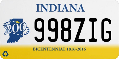 IN license plate 998ZIG