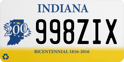 IN license plate 998ZIX