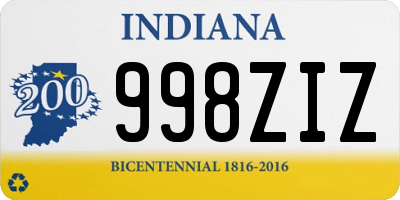 IN license plate 998ZIZ