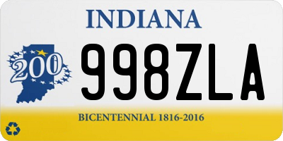 IN license plate 998ZLA