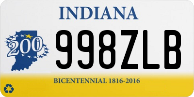 IN license plate 998ZLB