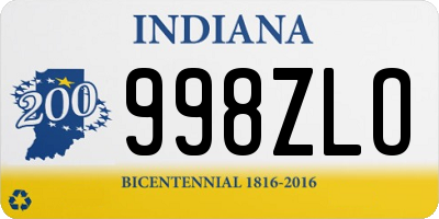 IN license plate 998ZLO