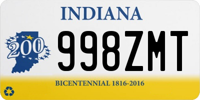 IN license plate 998ZMT