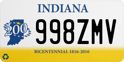 IN license plate 998ZMV