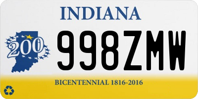 IN license plate 998ZMW