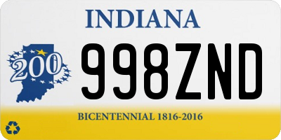 IN license plate 998ZND