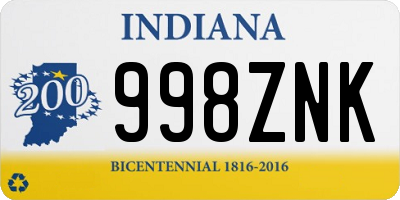 IN license plate 998ZNK