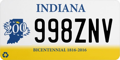 IN license plate 998ZNV