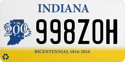 IN license plate 998ZOH