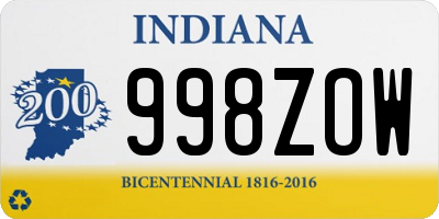 IN license plate 998ZOW