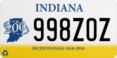 IN license plate 998ZOZ