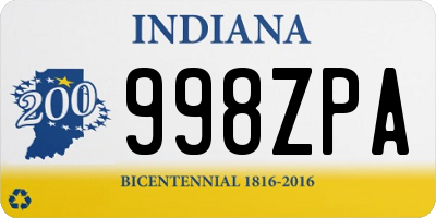 IN license plate 998ZPA