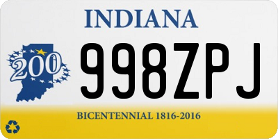 IN license plate 998ZPJ