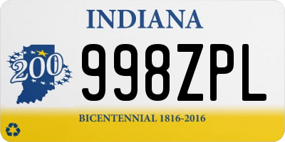 IN license plate 998ZPL