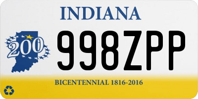 IN license plate 998ZPP