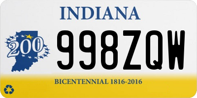 IN license plate 998ZQW