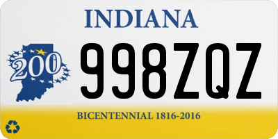 IN license plate 998ZQZ