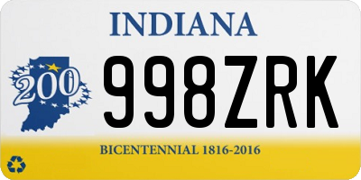 IN license plate 998ZRK