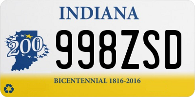 IN license plate 998ZSD