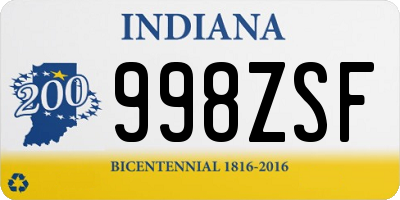 IN license plate 998ZSF