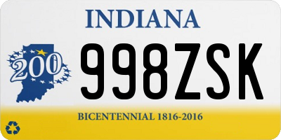 IN license plate 998ZSK