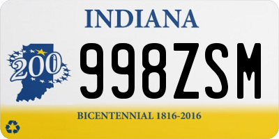 IN license plate 998ZSM