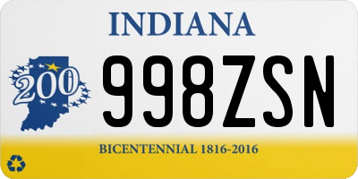 IN license plate 998ZSN