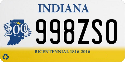 IN license plate 998ZSO