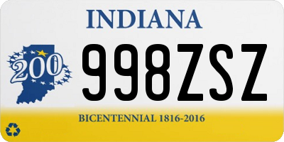 IN license plate 998ZSZ