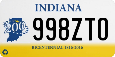 IN license plate 998ZTO