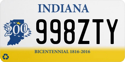 IN license plate 998ZTY