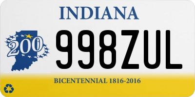 IN license plate 998ZUL