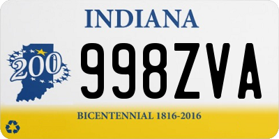 IN license plate 998ZVA