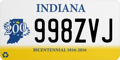 IN license plate 998ZVJ