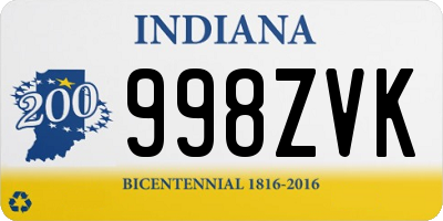 IN license plate 998ZVK