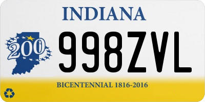 IN license plate 998ZVL