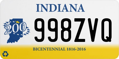 IN license plate 998ZVQ