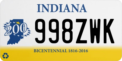 IN license plate 998ZWK