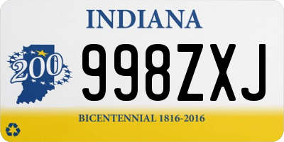 IN license plate 998ZXJ