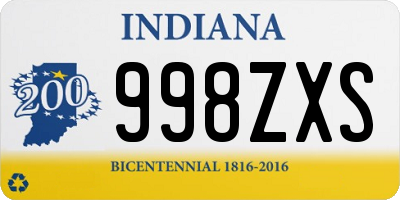 IN license plate 998ZXS