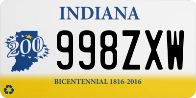 IN license plate 998ZXW