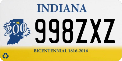 IN license plate 998ZXZ