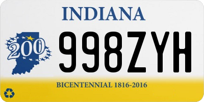 IN license plate 998ZYH