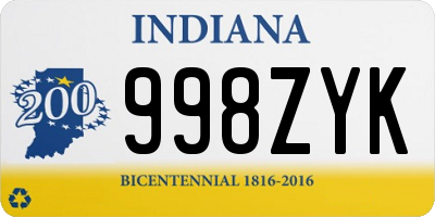 IN license plate 998ZYK